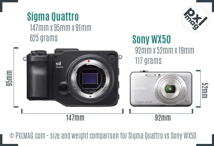 Sigma Quattro vs Sony WX50 size comparison