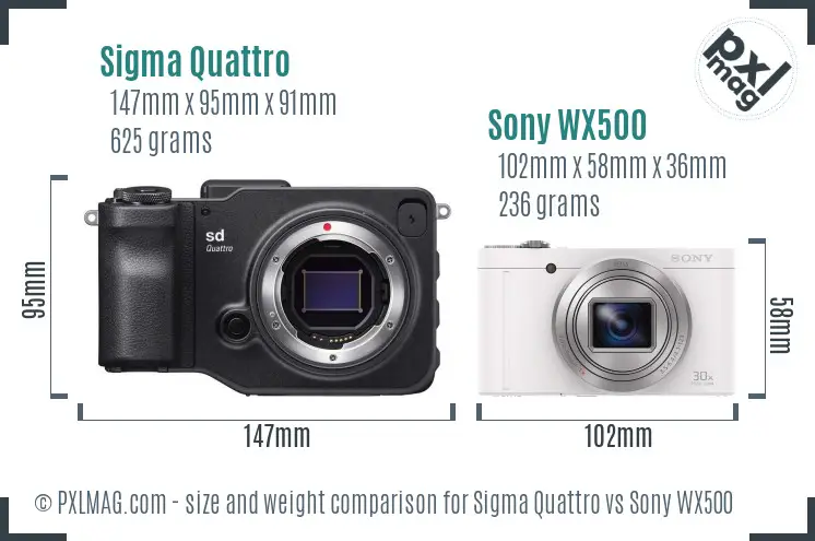 Sigma Quattro vs Sony WX500 size comparison