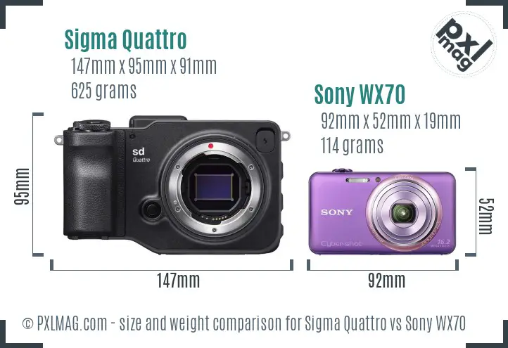 Sigma Quattro vs Sony WX70 size comparison