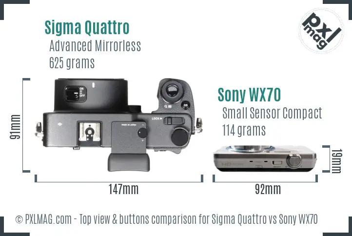 Sigma Quattro vs Sony WX70 top view buttons comparison