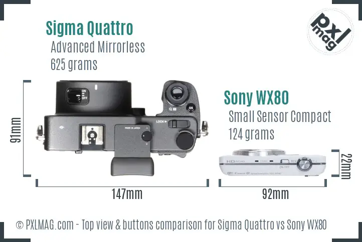Sigma Quattro vs Sony WX80 top view buttons comparison