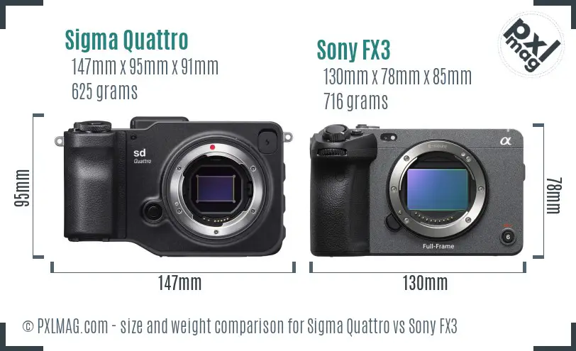 Sigma Quattro vs Sony FX3 size comparison Sigma Quattro vs Sony FX3 size comparison