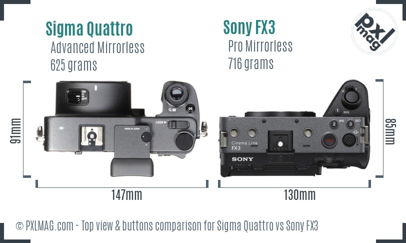 Sigma Quattro vs Sony FX3 top view buttons comparison