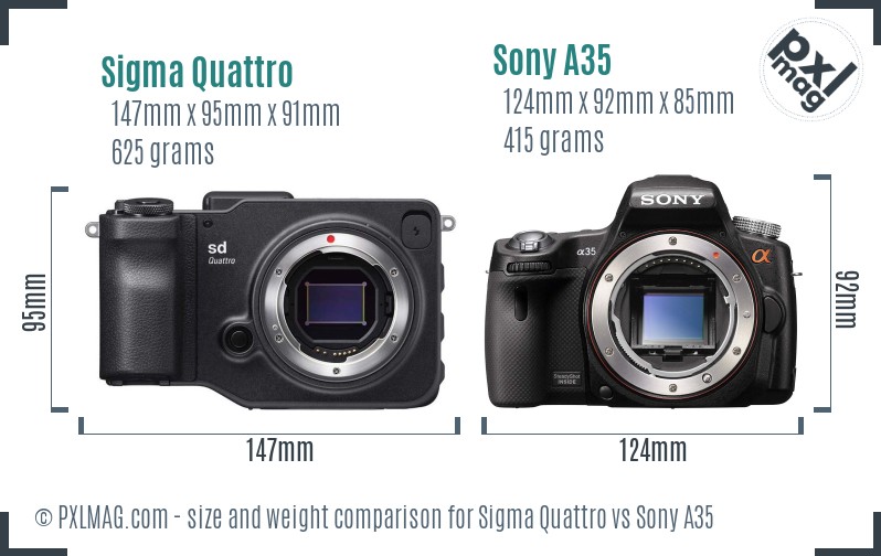 Sigma Quattro vs Sony A35 size comparison