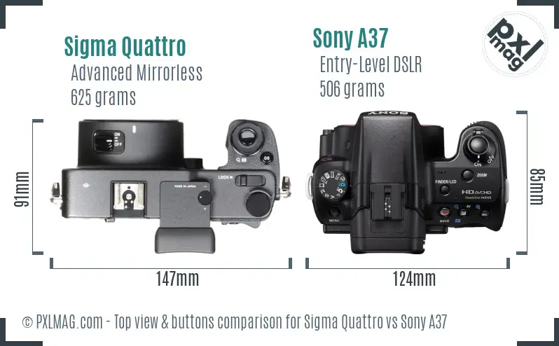 Sigma Quattro vs Sony A37 top view buttons comparison