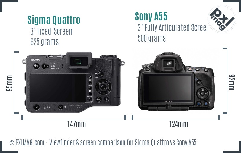 Sigma Quattro vs Sony A55 Screen and Viewfinder comparison