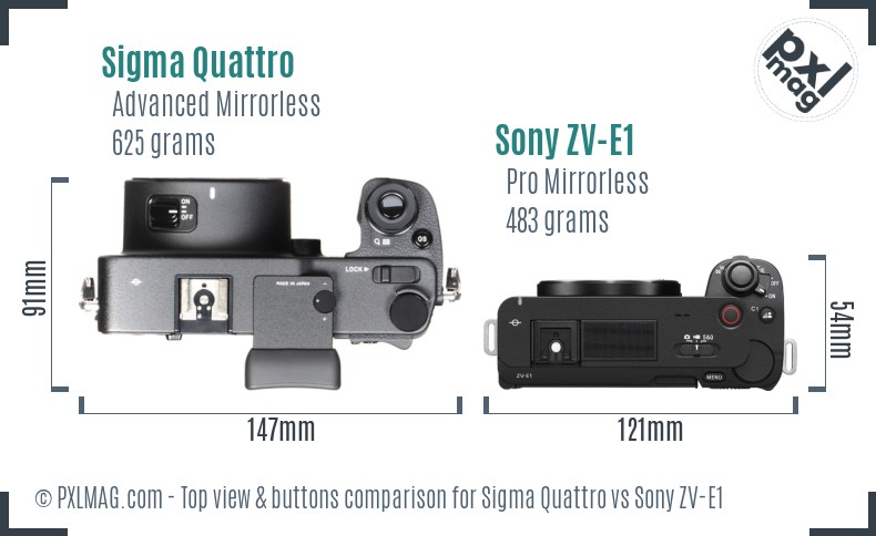 Sigma Quattro vs Sony ZV-E1 top view buttons comparison