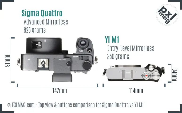 Sigma Quattro vs YI M1 top view buttons comparison