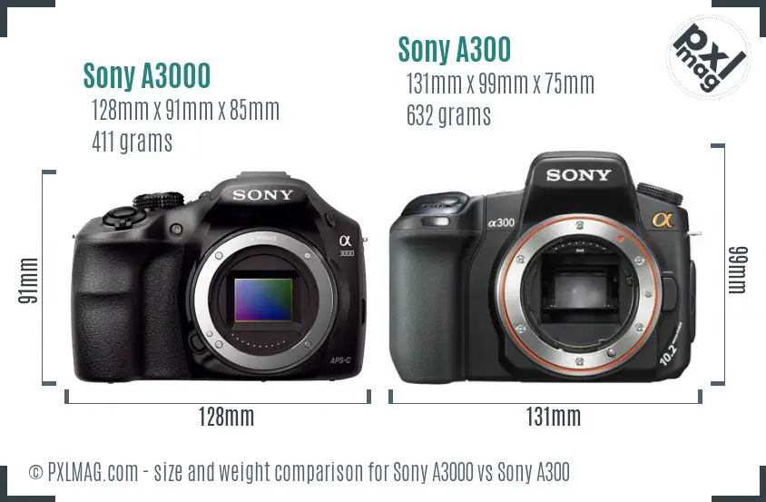 Sony A3000 vs Sony A300 size comparison Sony A3000 vs Sony A300 size comparison