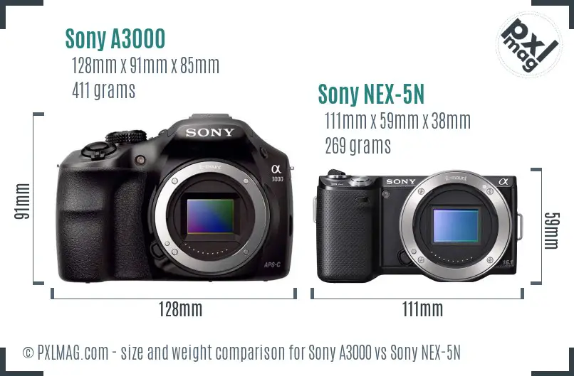 Sony A3000 vs Sony NEX-5N size comparison
