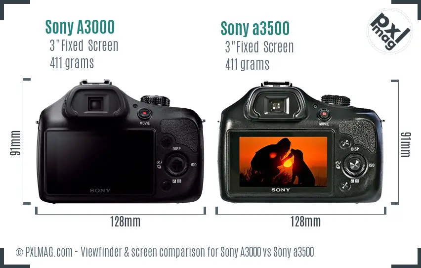 Sony A3000 vs Sony a3500 Screen and Viewfinder comparison
