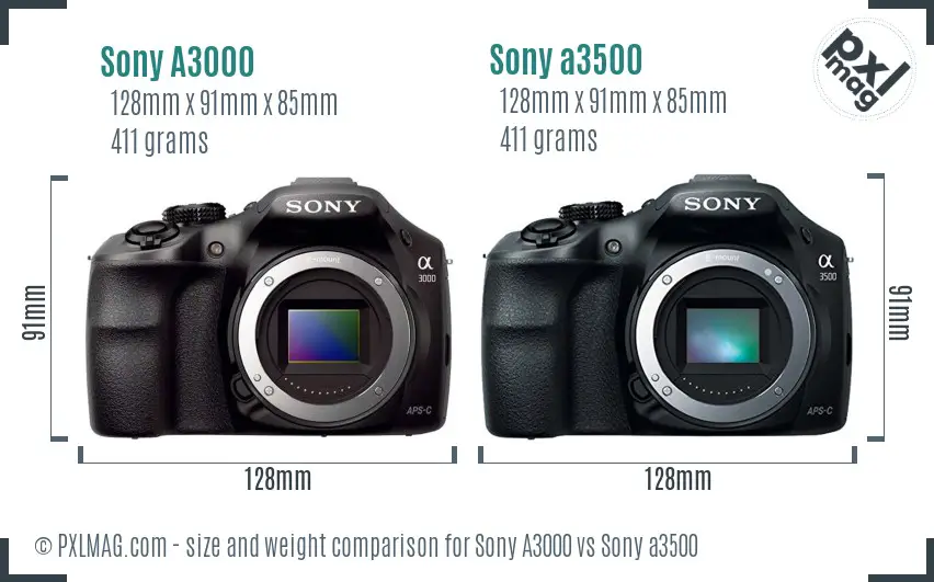Sony A3000 vs Sony a3500 size comparison