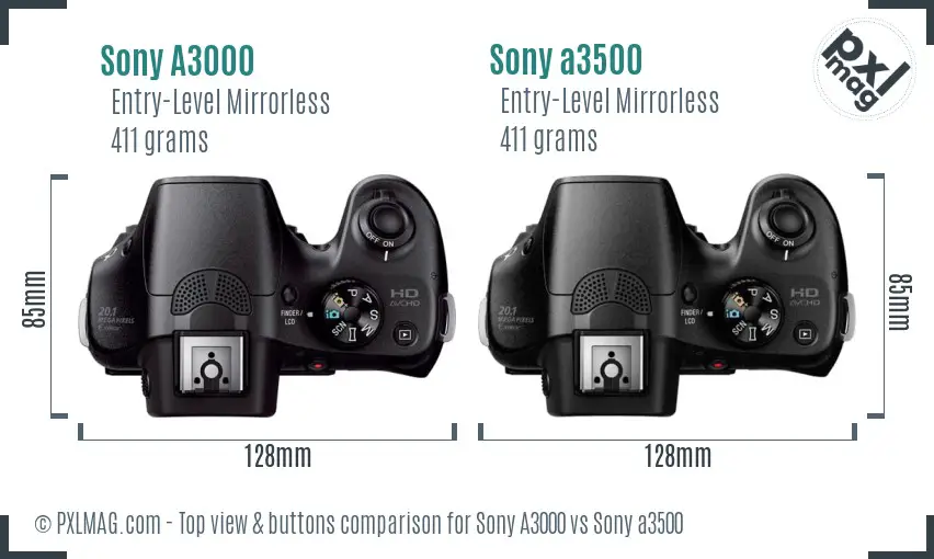 Sony A3000 vs Sony a3500 top view buttons comparison