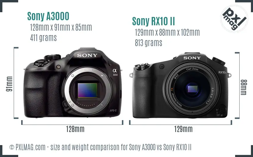 Sony A3000 vs Sony RX10 II size comparison Sony A3000 vs Sony RX10 II size comparison