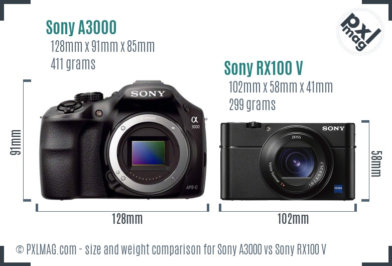 Sony A3000 vs Sony RX100 V size comparison Sony A3000 vs Sony RX100 V size comparison