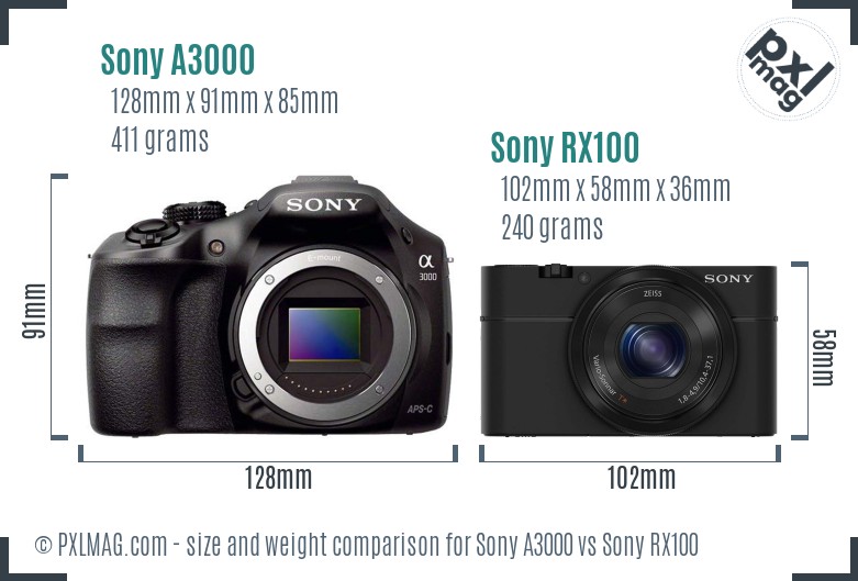 Sony A3000 vs Sony RX100 size comparison Sony A3000 vs Sony RX100 size comparison