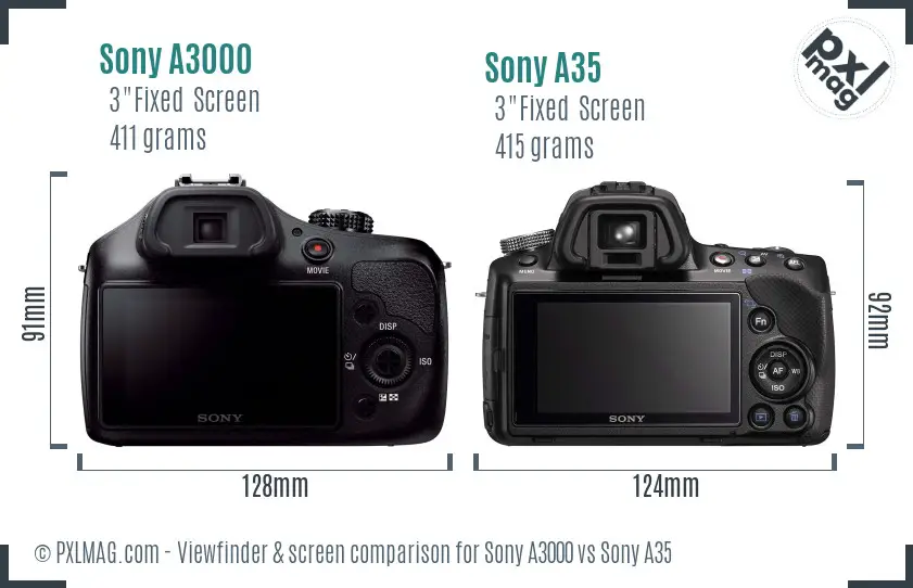 Sony A3000 vs Sony A35 Screen and Viewfinder comparison