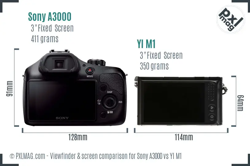Sony A3000 vs YI M1 Screen and Viewfinder comparison