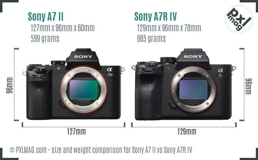 Sony A7 II vs Sony A7R IV size comparison