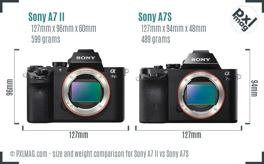 Sony A7 II vs Sony A7S size comparison