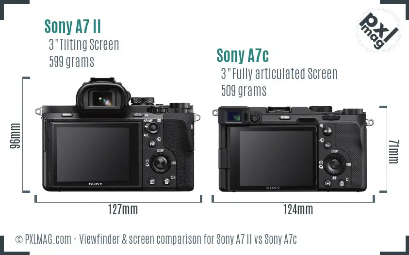 Sony A7 II vs Sony A7c Screen and Viewfinder comparison