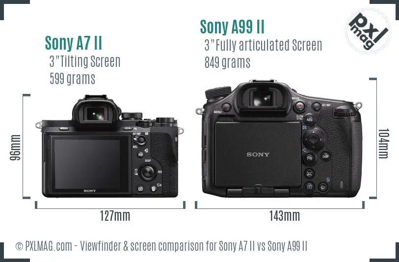 Sony A7 II vs Sony A99 II Screen and Viewfinder comparison Sony A7 II vs Sony A99 II Screen and Viewfinder comparison
