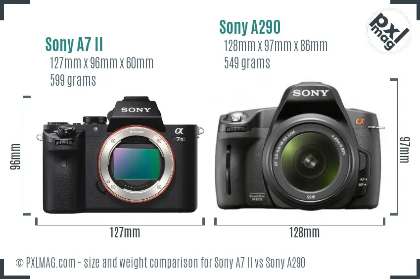 Sony A7 II vs Sony A290 size comparison Sony A7 II vs Sony A290 size comparison