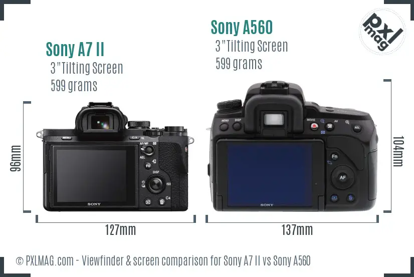 Sony A7 II vs Sony A560 Screen and Viewfinder comparison