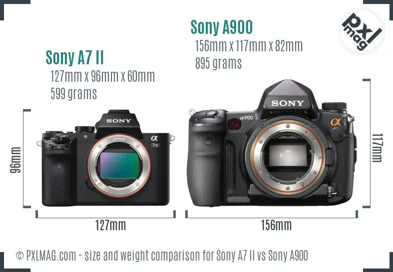 Sony A7 II vs Sony A900 size comparison