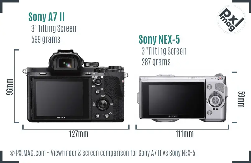 Sony A7 II vs Sony NEX-5 Screen and Viewfinder comparison Sony A7 II vs Sony NEX-5 Screen and Viewfinder comparison