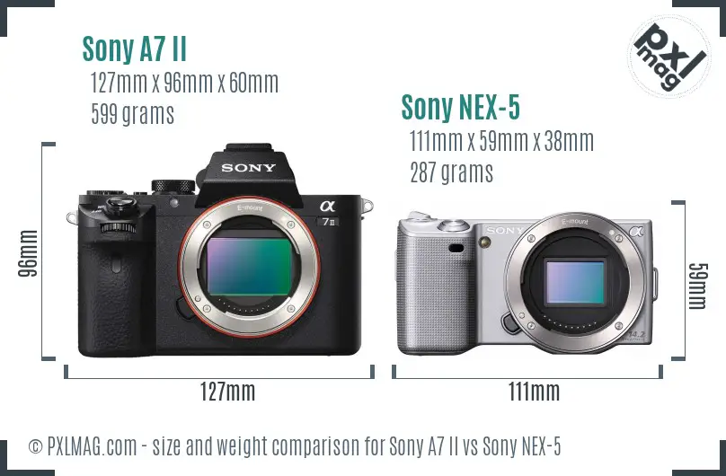 Sony A7 II vs Sony NEX-5 size comparison Sony A7 II vs Sony NEX-5 size comparison