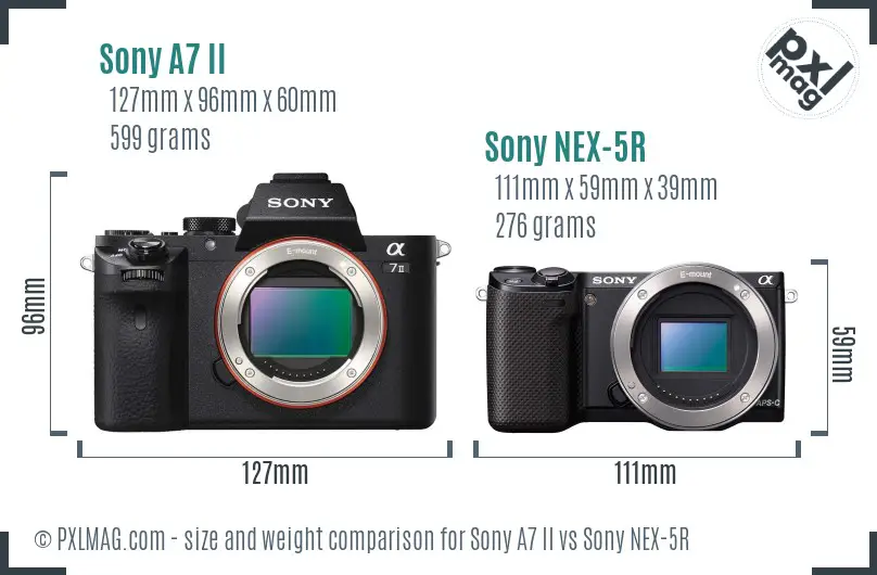 Sony A7 II vs Sony NEX-5R size comparison