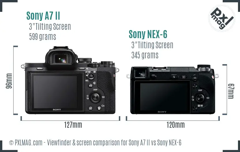 Sony A7 II vs Sony NEX-6 Screen and Viewfinder comparison