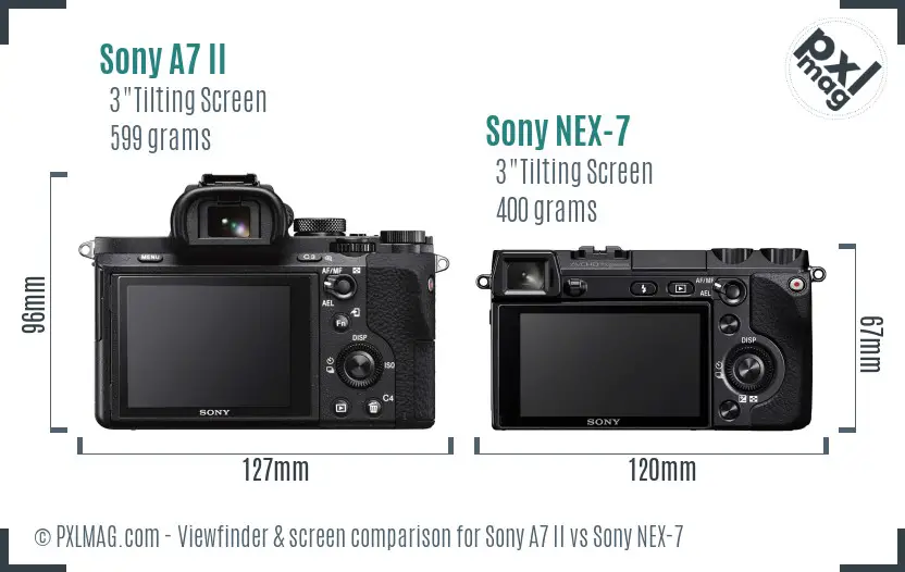 Sony A7 II vs Sony NEX-7 Screen and Viewfinder comparison Sony A7 II vs Sony NEX-7 Screen and Viewfinder comparison