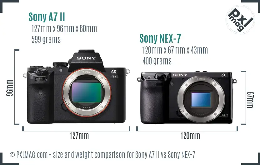Sony A7 II vs Sony NEX-7 size comparison Sony A7 II vs Sony NEX-7 size comparison