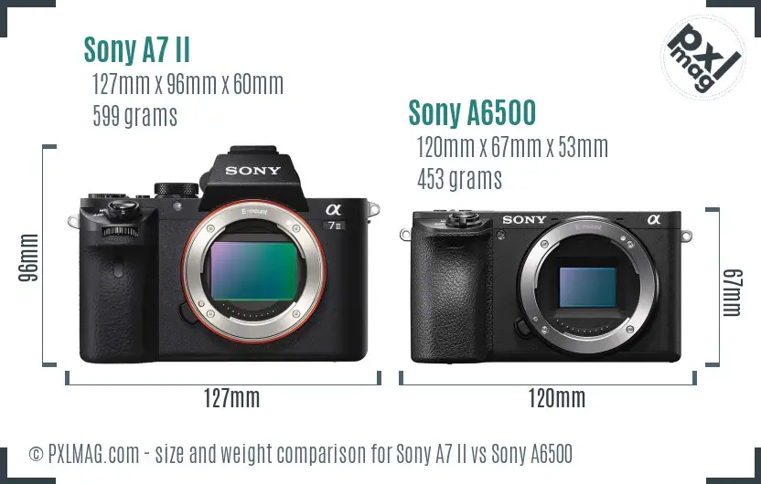 Sony A7 II vs Sony A6500 size comparison