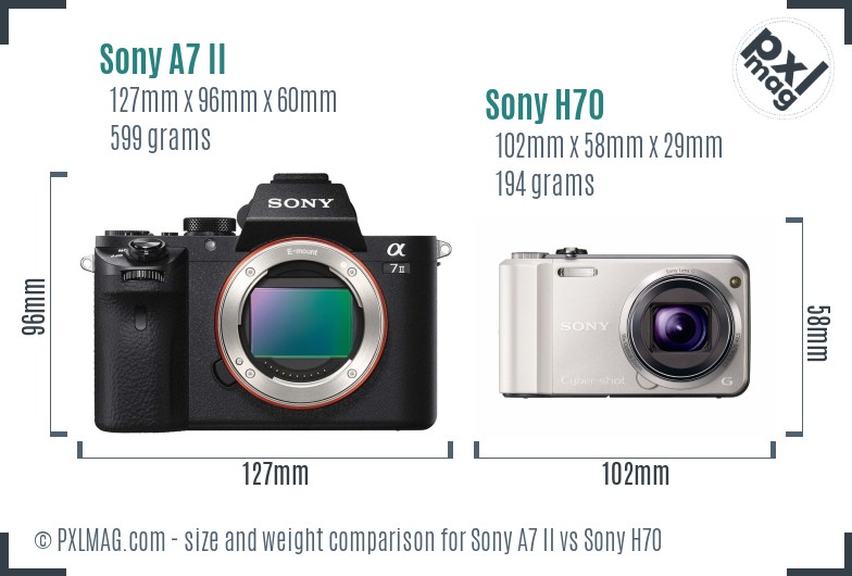 Sony A7 II vs Sony H70 size comparison Sony A7 II vs Sony H70 size comparison
