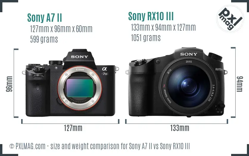Sony A7 II vs Sony RX10 III size comparison Sony A7 II vs Sony RX10 III size comparison