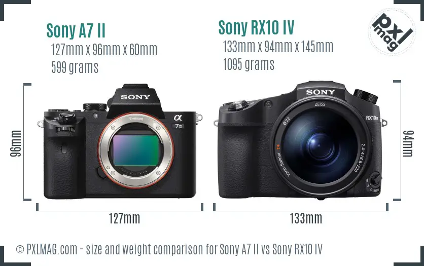 Sony A7 II vs Sony RX10 IV size comparison