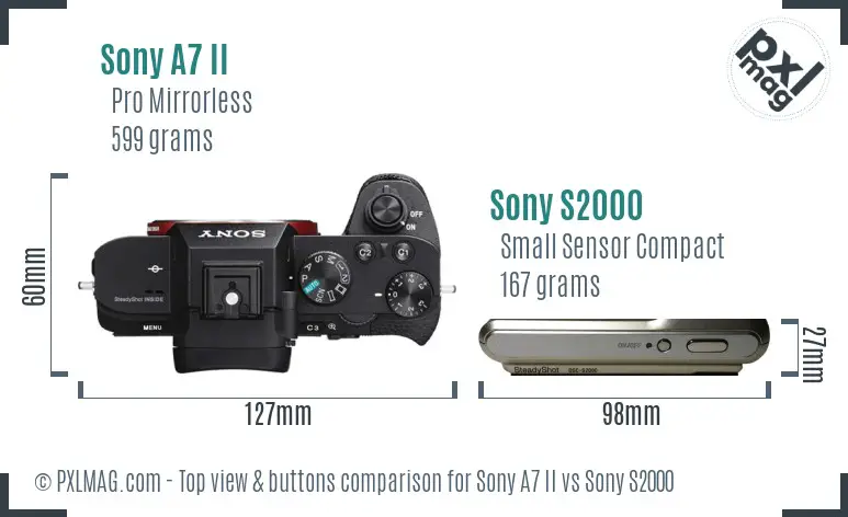 Sony A7 II vs Sony S2000 top view buttons comparison