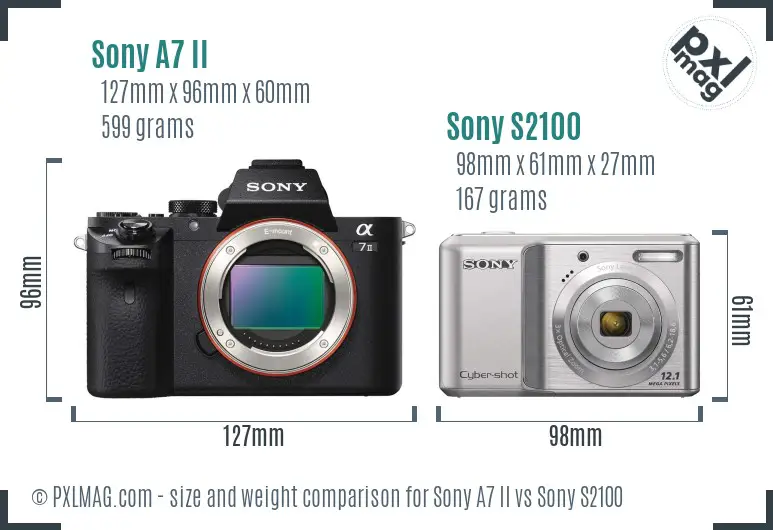 Sony A7 II vs Sony S2100 size comparison