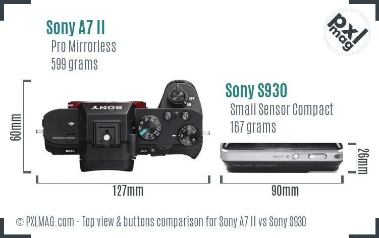 Sony A7 II vs Sony S930 top view buttons comparison