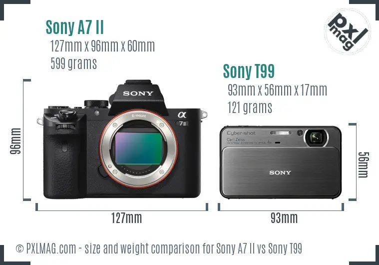 Sony A7 II vs Sony T99 size comparison