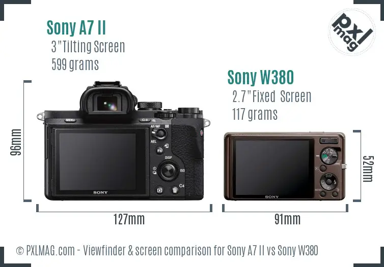 Sony A7 II vs Sony W380 Screen and Viewfinder comparison