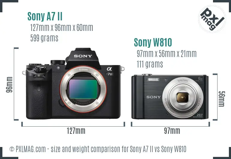 Sony A7 II vs Sony W810 size comparison