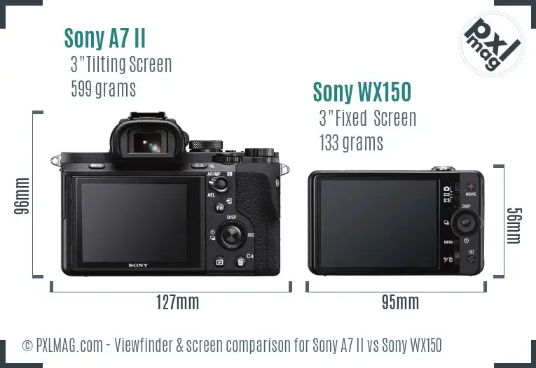Sony A7 II vs Sony WX150 Screen and Viewfinder comparison Sony A7 II vs Sony WX150 Screen and Viewfinder comparison