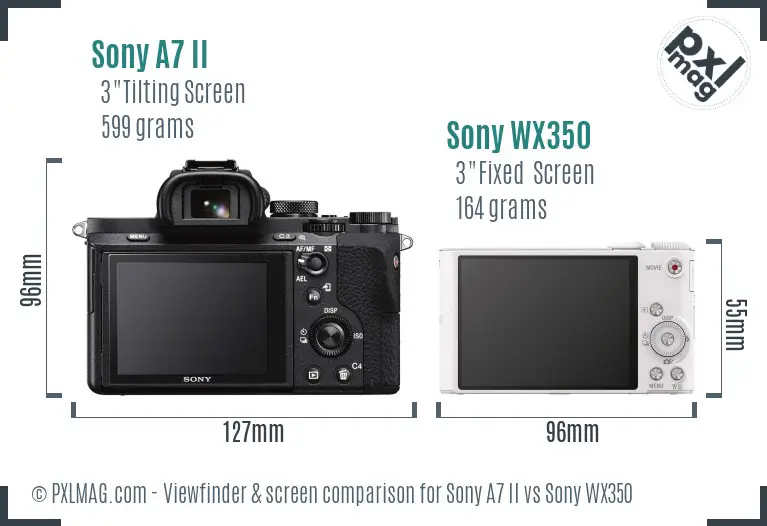 Sony A7 II vs Sony WX350 Screen and Viewfinder comparison