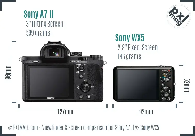 Sony A7 II vs Sony WX5 Screen and Viewfinder comparison