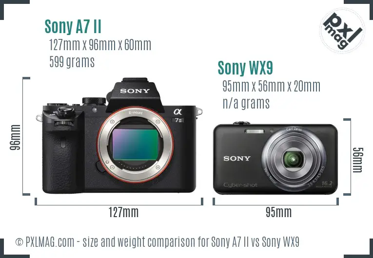 Sony A7 II vs Sony WX9 size comparison