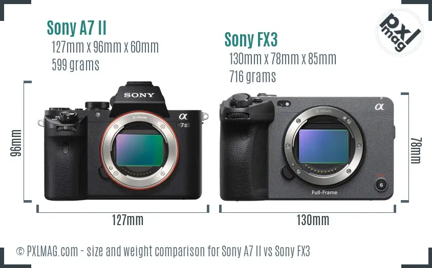 Sony A7 II vs Sony FX3 size comparison